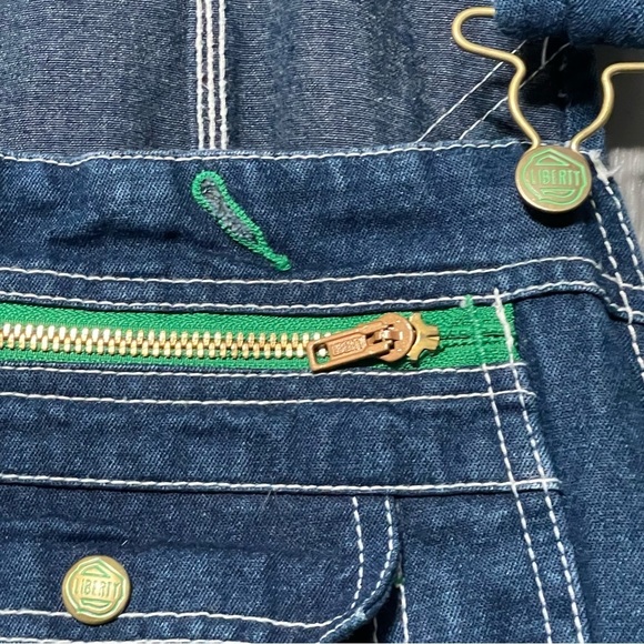 Green Relaxed Fit Denim Overalls with Adjustable Straps - Picture 4 of 15